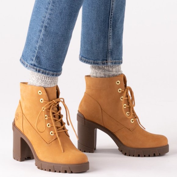 Timberland Lana 6 IN Wheat Ankle Short Boots Bootie Shoes Heels Pumps NEW - Picture 1 of 7
